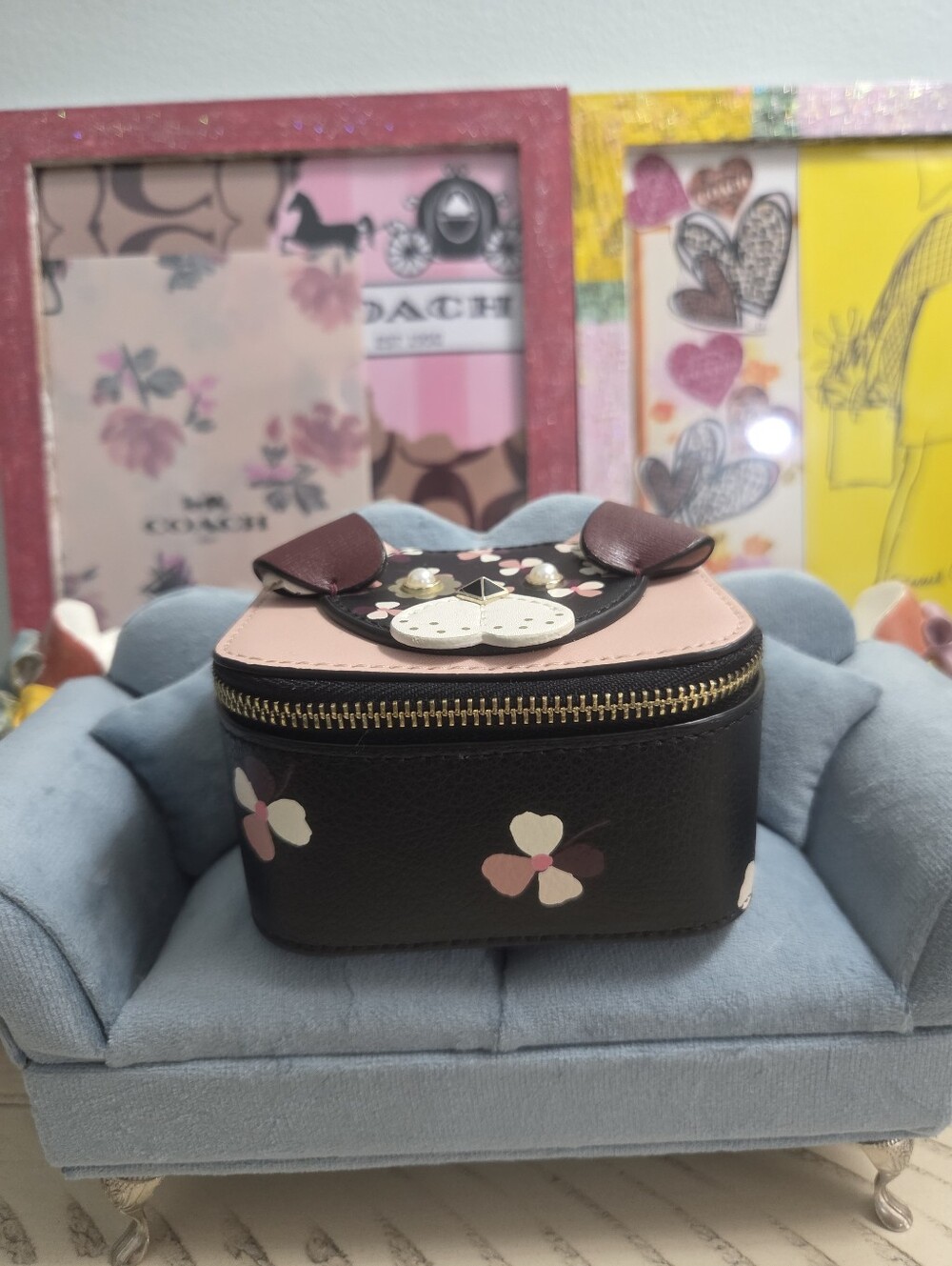 Kate Spade New York "Floral Pup" Travel Zip-Around Jewelry Holder, EUC - Picture 2 of 7